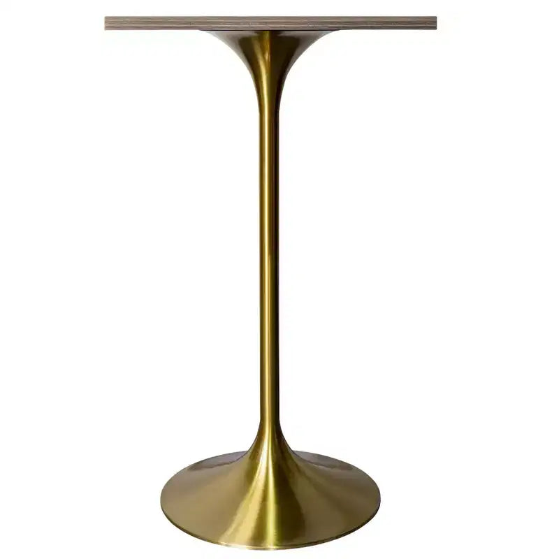 LeisureMod Verve 24 Sqaure Bar Height Dining Table - Modern MDF Top with Brushed Gold Pedestal Base Counter Height Table for Kitchen, Home, and Pub