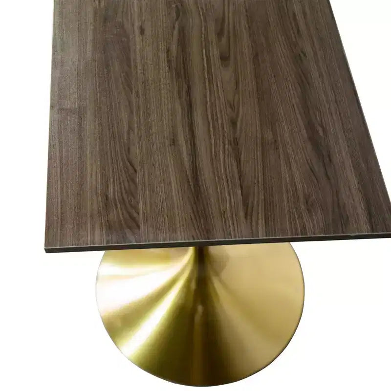 LeisureMod Verve 24 Sqaure Bar Height Dining Table - Modern MDF Top with Brushed Gold Pedestal Base Counter Height Table for Kitchen, Home, and Pub
