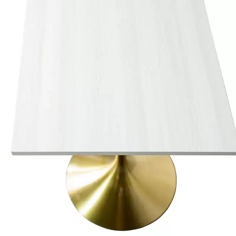 LeisureMod Verve 24 Sqaure Bar Height Dining Table - Modern MDF Top with Brushed Gold Pedestal Base Counter Height Table for Kitchen, Home, and Pub