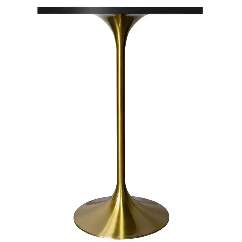 LeisureMod Verve 24 Sqaure Bar Height Dining Table - Modern MDF Top with Brushed Gold Pedestal Base Counter Height Table for Kitchen, Home, and Pub