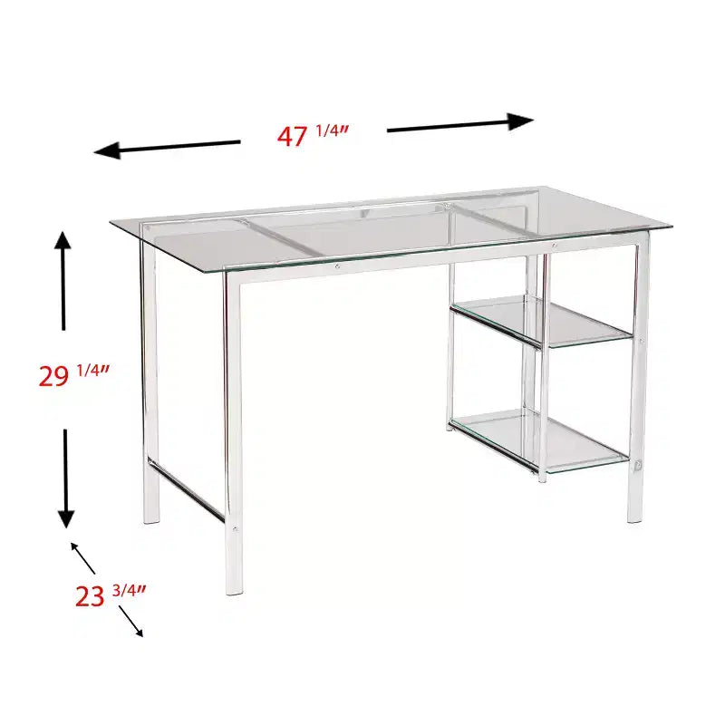 Oslo Chrome/Glass Desk - Charcoal - SEI