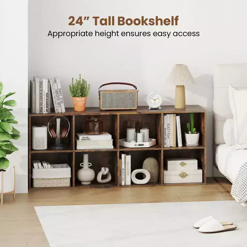 Costway Étagère 8 Cubes avec 2 Kits Anti-Basculement Organisateur de Rangement Marron Rustique/Blanc