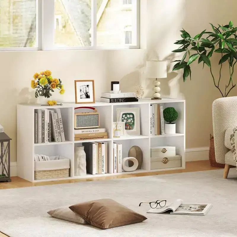 Costway Étagère 8 Cubes avec 2 Kits Anti-Basculement Organisateur de Rangement Marron Rustique/Blanc