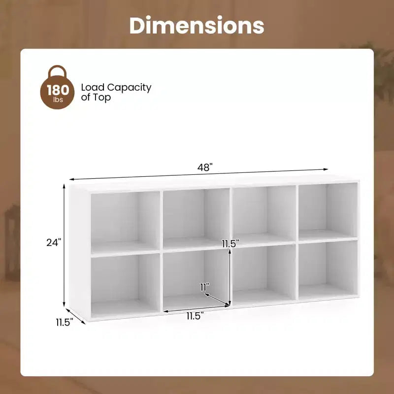 Costway Étagère 8 Cubes avec 2 Kits Anti-Basculement Organisateur de Rangement Marron Rustique/Blanc