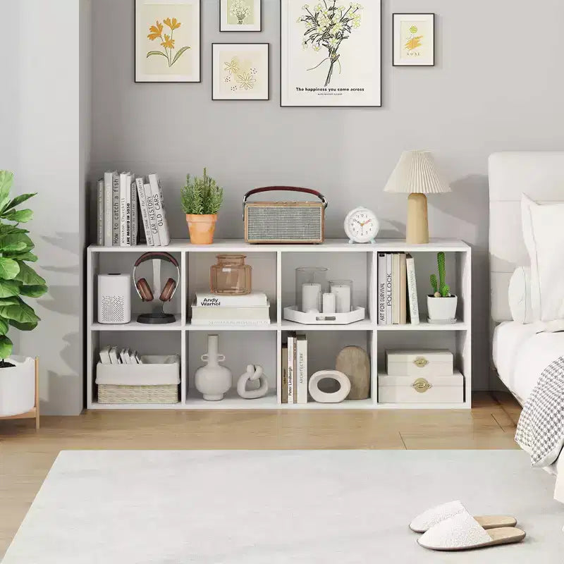 Costway Étagère 8 Cubes avec 2 Kits Anti-Basculement Organisateur de Rangement Marron Rustique/Blanc