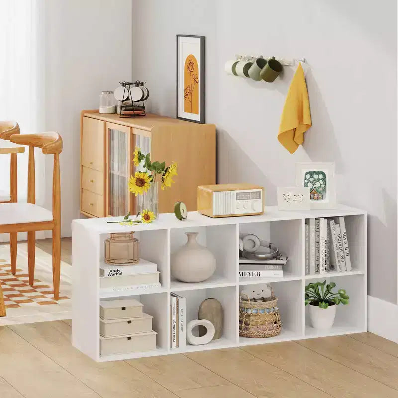 Costway Étagère 8 Cubes avec 2 Kits Anti-Basculement Organisateur de Rangement Marron Rustique/Blanc