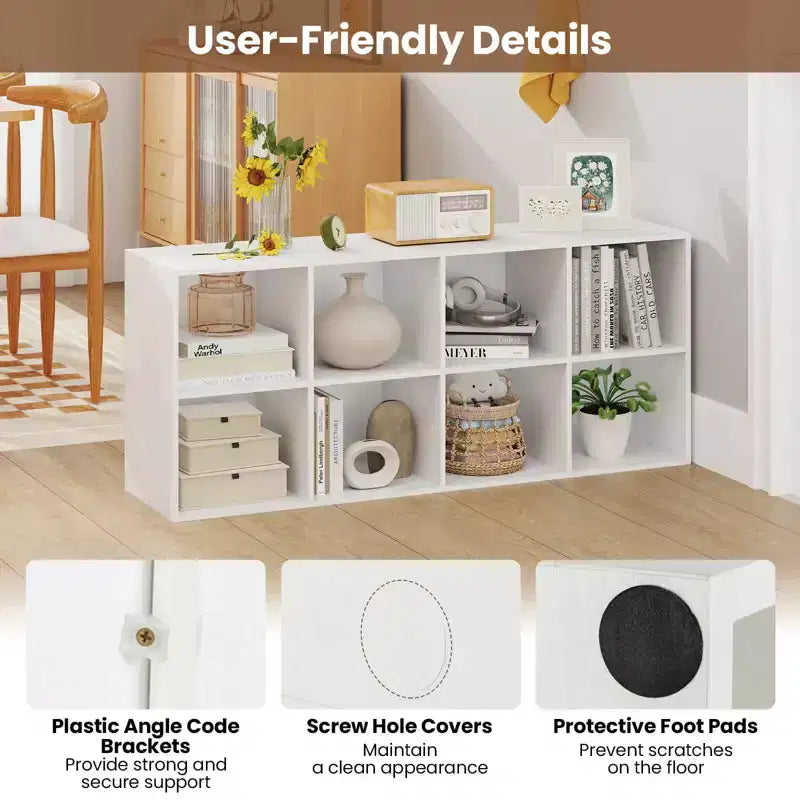 Costway Étagère 8 Cubes avec 2 Kits Anti-Basculement Organisateur de Rangement Marron Rustique/Blanc