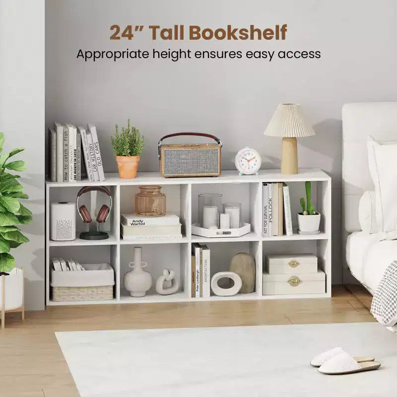 Costway Étagère 8 Cubes avec 2 Kits Anti-Basculement Organisateur de Rangement Marron Rustique/Blanc