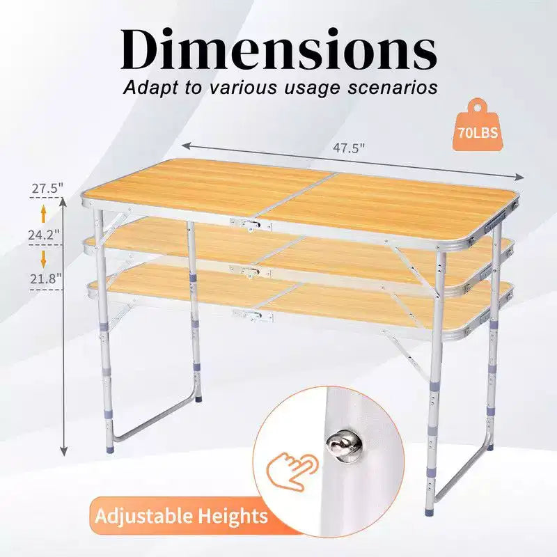 Table pliante de patio rectangulaire Karl Home 1,20 m Marron Aluminium