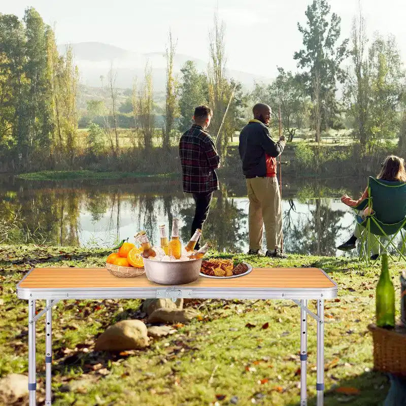 Table pliante de patio rectangulaire Karl Home 1,20 m Marron Aluminium