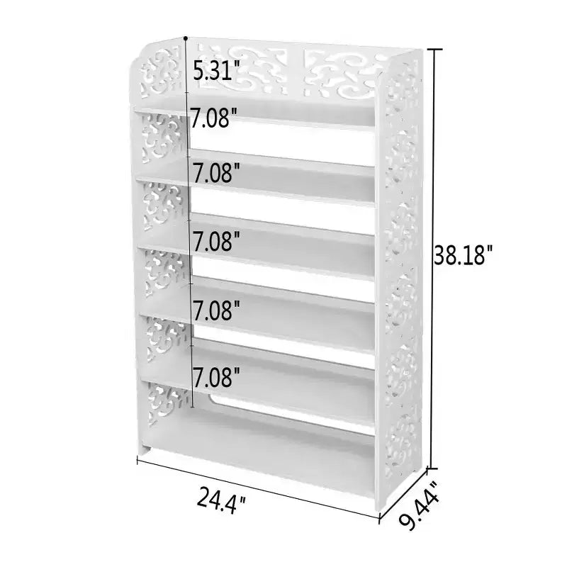 Karl Home 6-Tier White Wood 24.21in. W Shoe Rack
