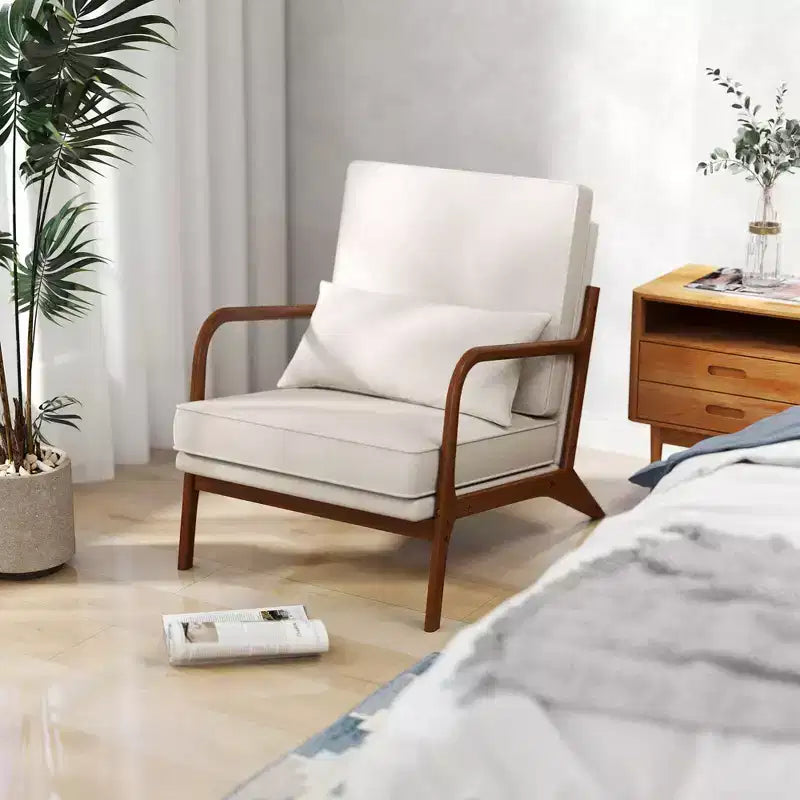 Costway Fauteuil d'appoint moderne 1/2 pièces, rembourré, avec accoudoirs et pieds en bois d'hévéa