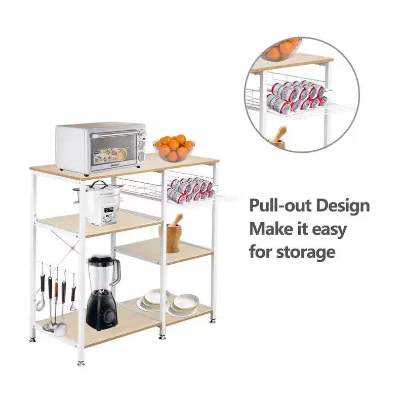 Karl Home Étagère de Boulanger 3 Niveaux avec Support de Micro-ondes pour Cuisine