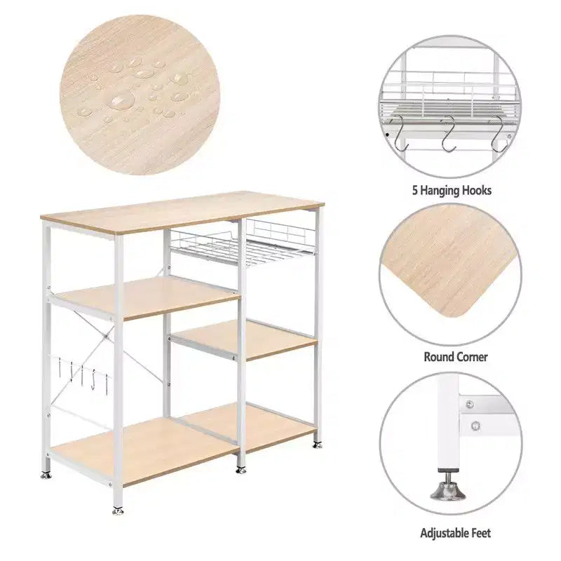 Karl Home Étagère de Boulanger 3 Niveaux avec Support de Micro-ondes pour Cuisine