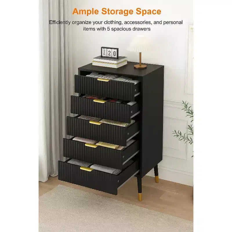 5 Drawer Dresser, Closet Dressers Chest of Drawers, Storage Chest Cabinet Organizer Unit, Clothes Storage Organizer, Small Nightstand