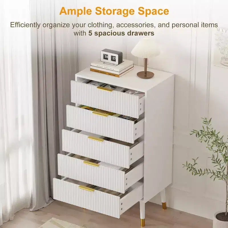5 Drawer Dresser, Closet Dressers Chest of Drawers, Storage Chest Cabinet Organizer Unit, Clothes Storage Organizer, Small Nightstand