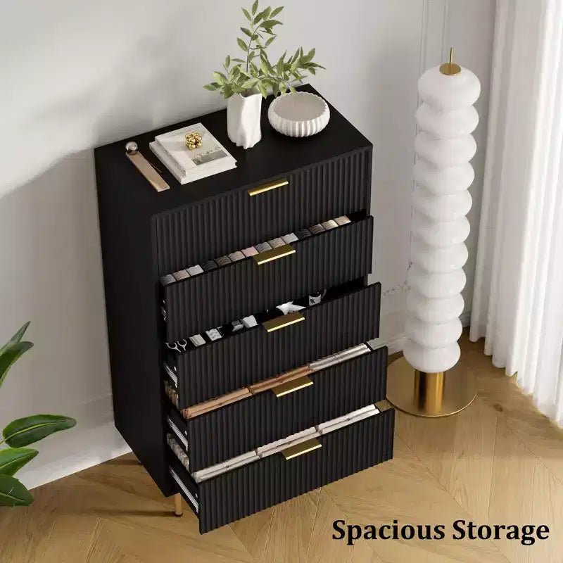 Commode Zstar à 5 tiroirs avec tiroirs larges, pour salon, placard,, entrée