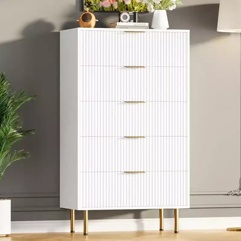 Zstar 5 Drawer Dresser with Wide Drawers, for Living Room, Closet, Hallway,Entryway