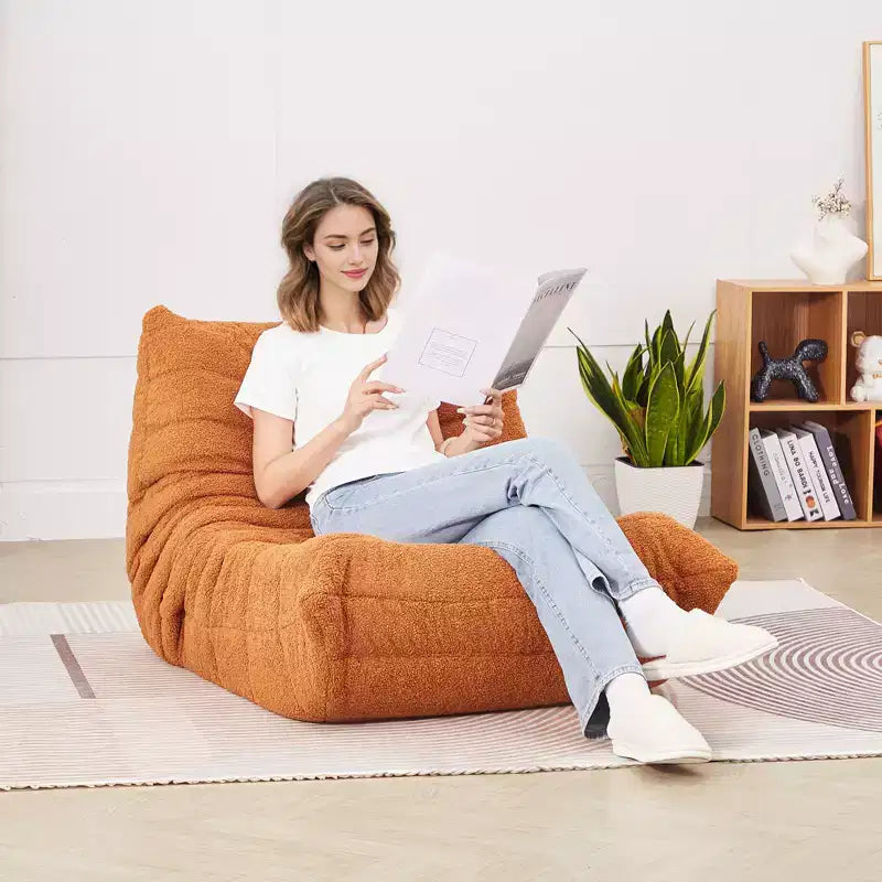 Pouf VEVOR en forme de L avec accoudoirs doux et poche de rangement, garni de mousse à mémoire de forme 25D, recouvert de velours Teddy doux, marron
