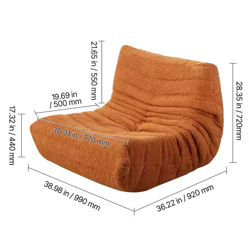 Pouf VEVOR en forme de L avec accoudoirs doux et poche de rangement, garni de mousse à mémoire de forme 25D, recouvert de velours Teddy doux, marron