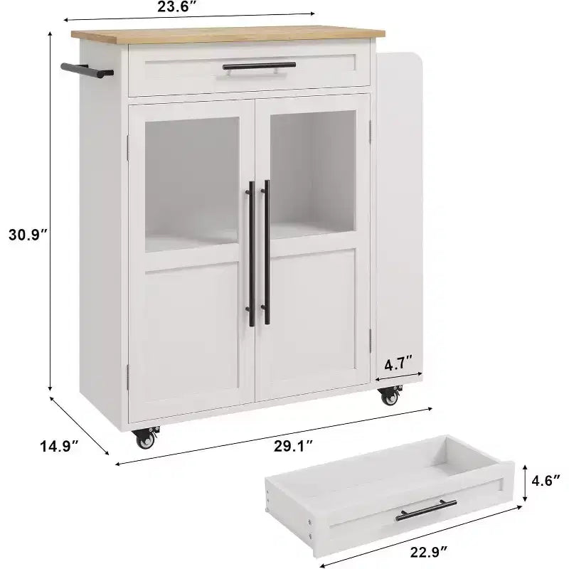 Table îlot de cuisine sur roulettes, îlot de rangement avec porte-épices et tiroir, desserte de cuisine roulante pour la maison, la salle à manger, chêne naturel