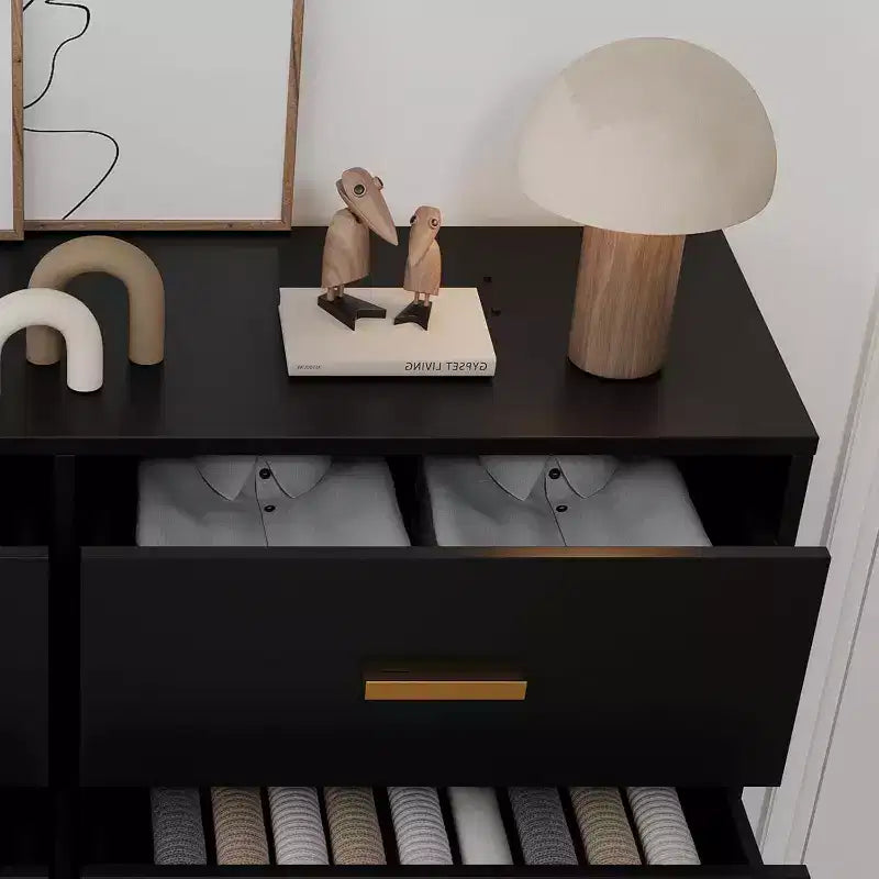 Zstar Coiffeuse de chambre en bois, commode avec poignées métalliques