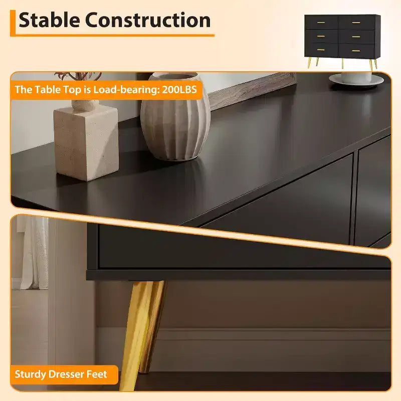 Zstar Coiffeuse de chambre en bois, commode avec poignées métalliques