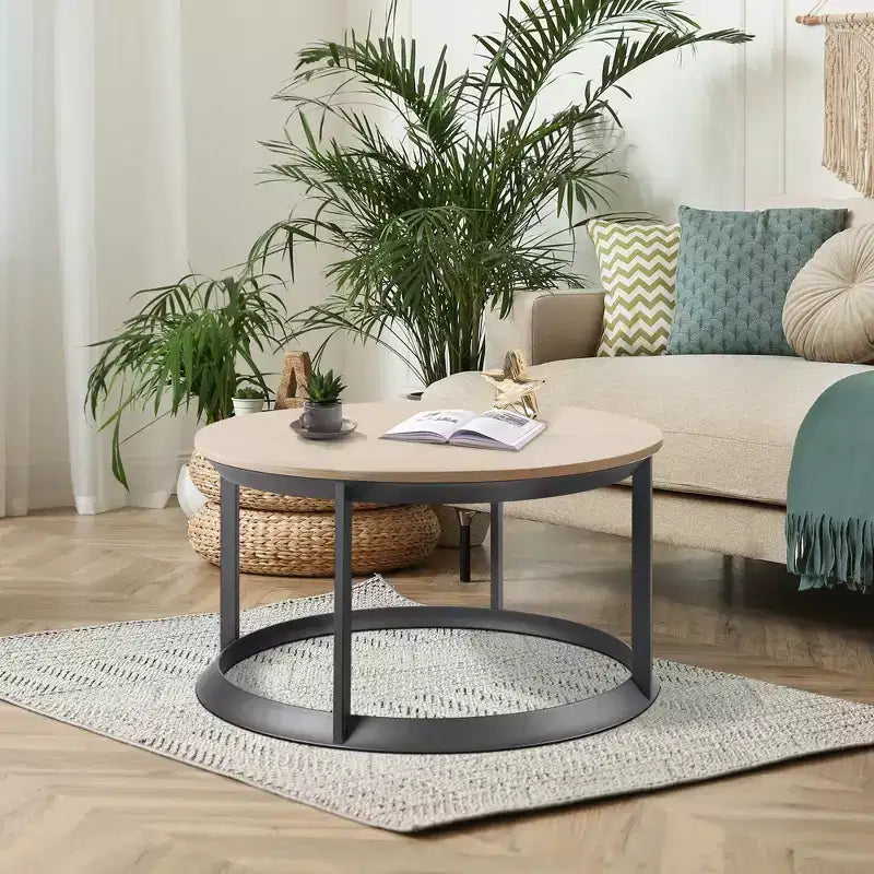 Table basse ronde Rosary Blenn - Piétement métallique triangulaire