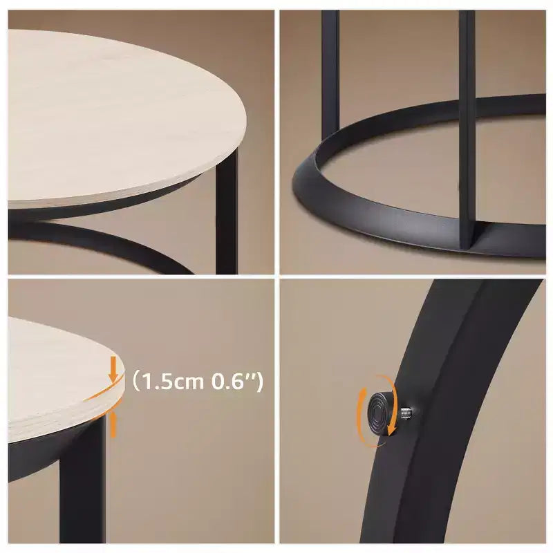 Table basse ronde Rosary Blenn - Piétement métallique triangulaire