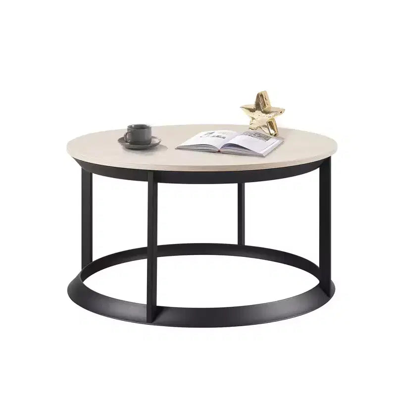 Table basse ronde Rosary Blenn - Piétement métallique triangulaire