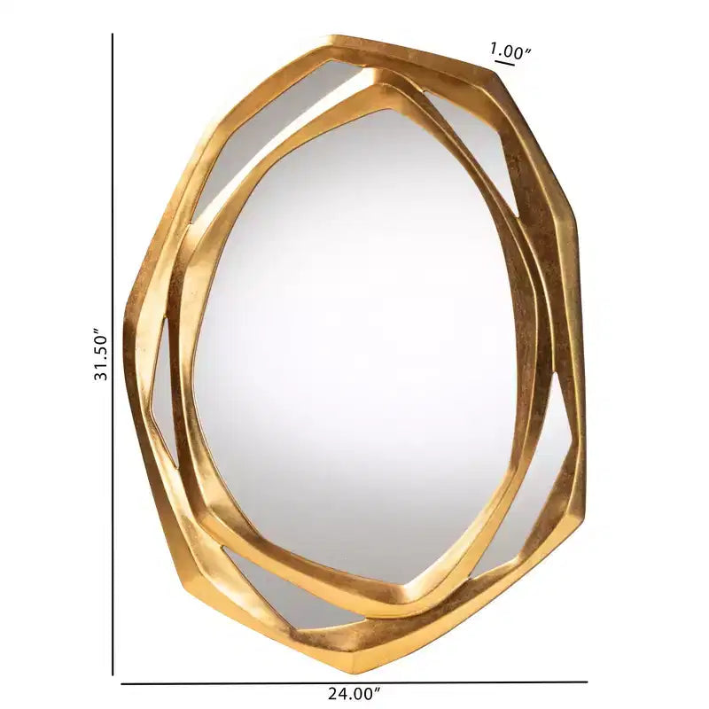 Miroir mural d'appoint Baxton Studio Halen, finition feuille d'or antique