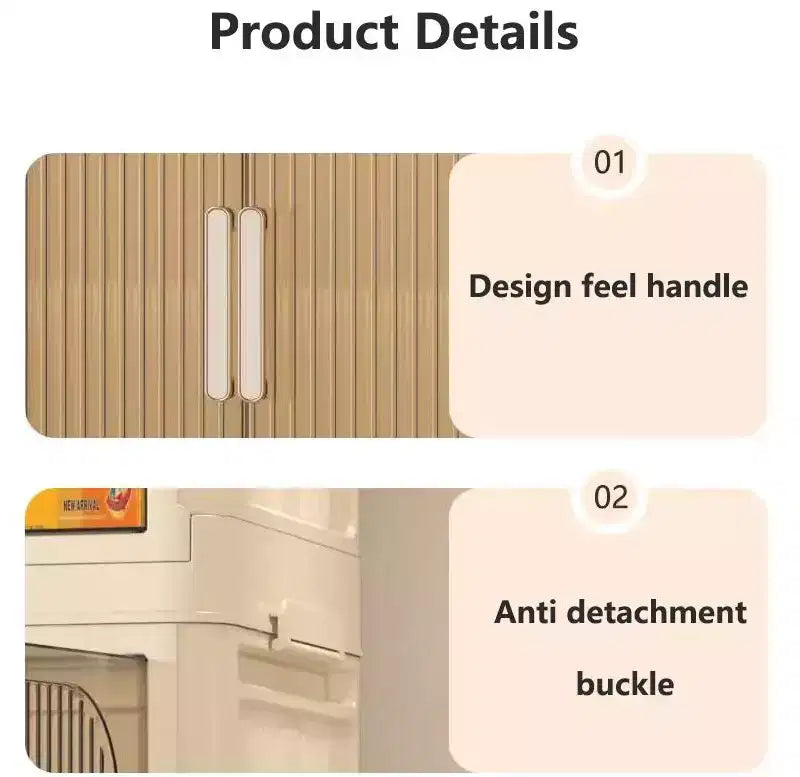 MAYEERTY 3 Tiers Plastic Folding Storage Cabinets with Magnetic Doors Wheels, Closet Organizers and Storage Containers White for Small Space