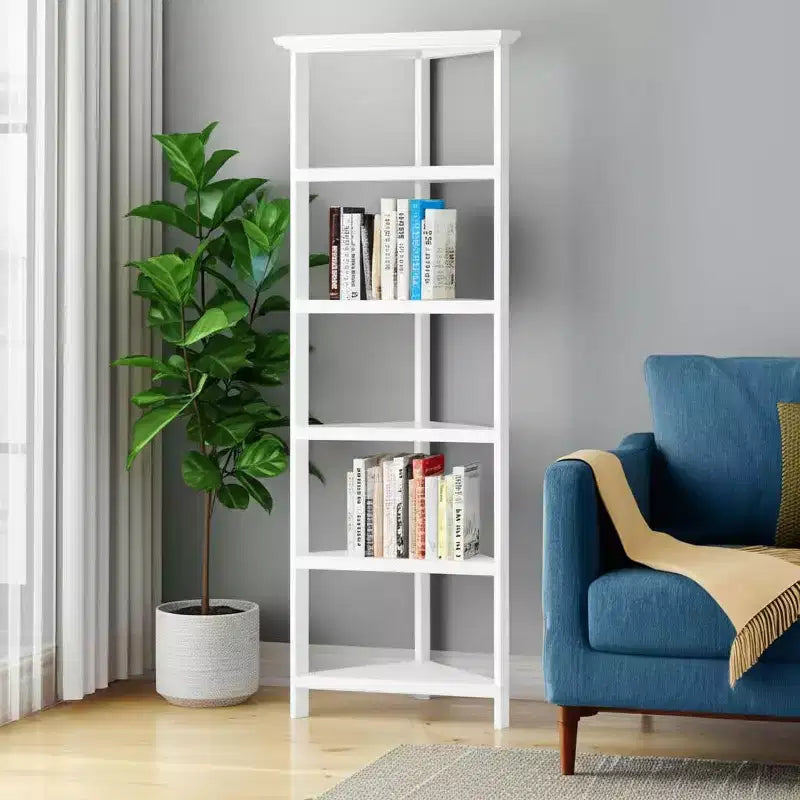 Bibliothèque d'angle en bois massif blanc HomeRoots