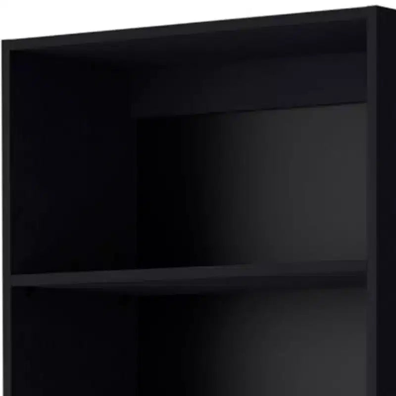 Bibliothèque à cinq niveaux HomeRoots 71, noire, avec deux portes