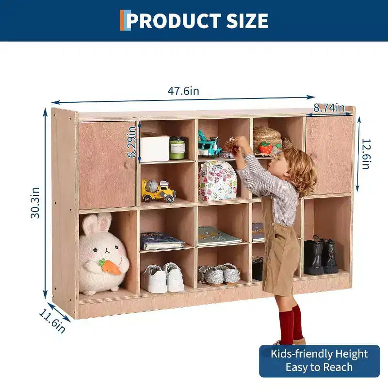 Organisateur de rangement GUSTOWAVE avec 12 casiers et 2 portes d'armoire pour jouets d'enfants