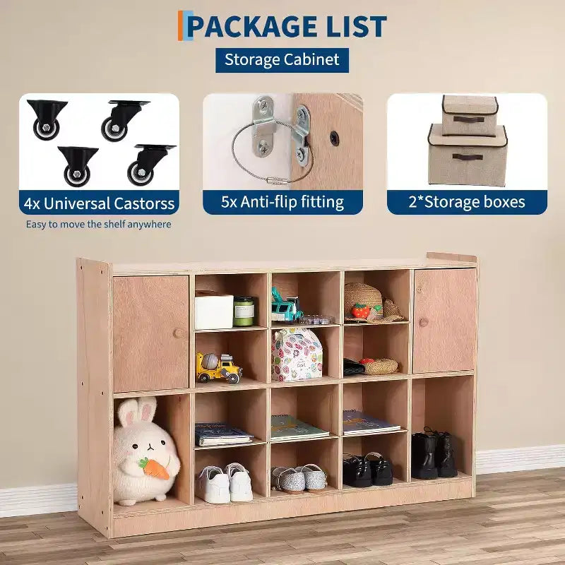 Organisateur de rangement GUSTOWAVE avec 12 casiers et 2 portes d'armoire pour jouets d'enfants