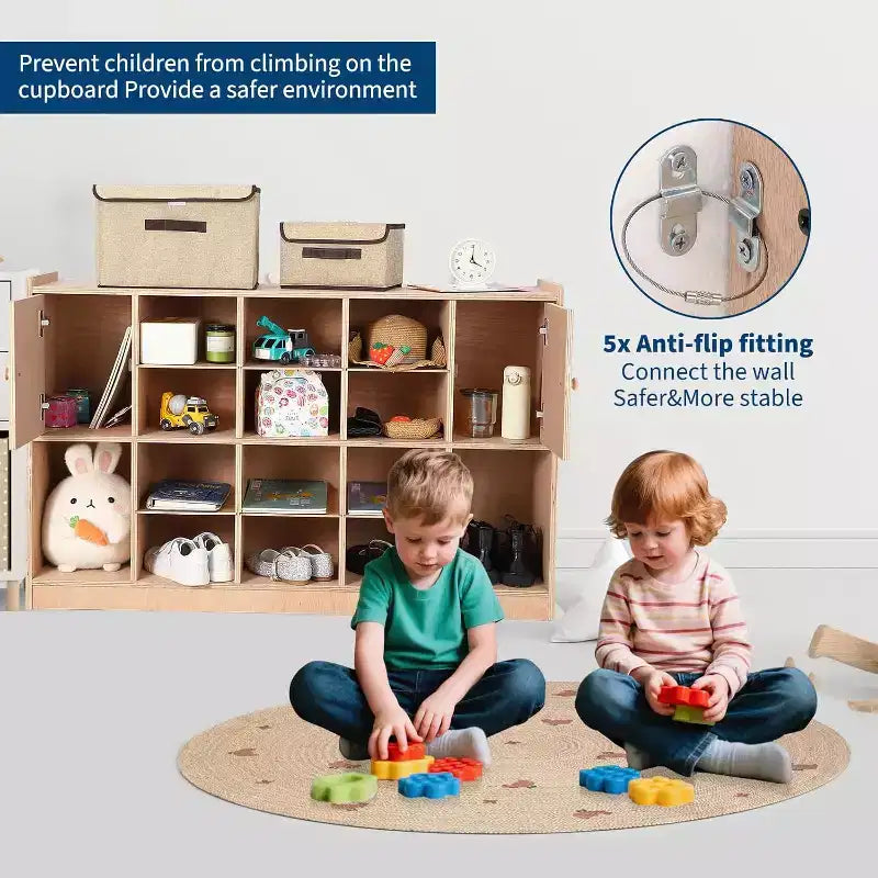 Organisateur de rangement GUSTOWAVE avec 12 casiers et 2 portes d'armoire pour jouets d'enfants