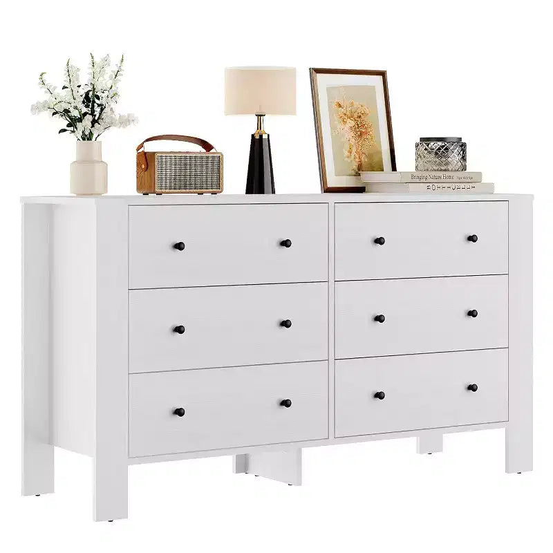 Commode double Acekool à 6 tiroirs, organisateur de rangement moderne en bois pour chambre et chambre d'enfant