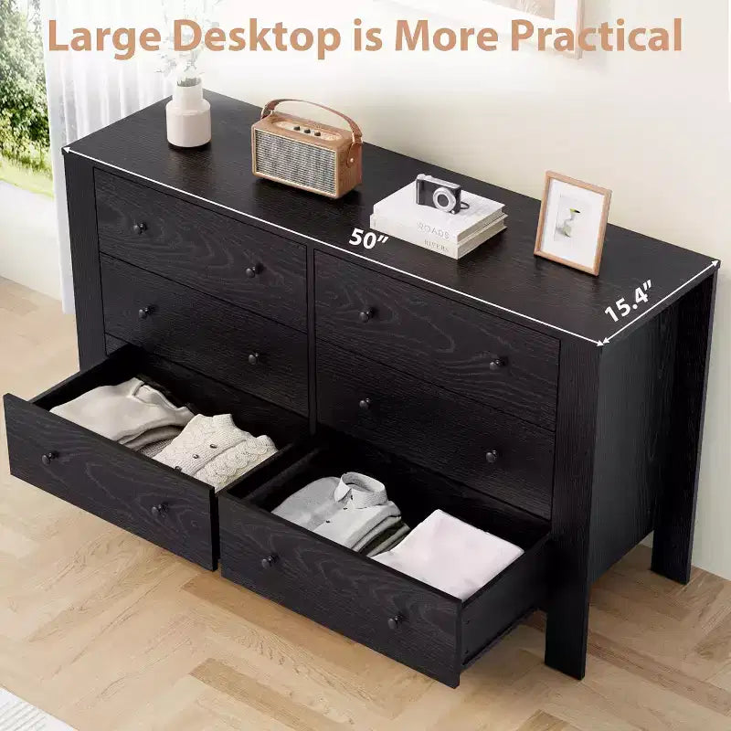 Commode double Acekool à 6 tiroirs, organisateur de rangement moderne en bois pour chambre et chambre d'enfant