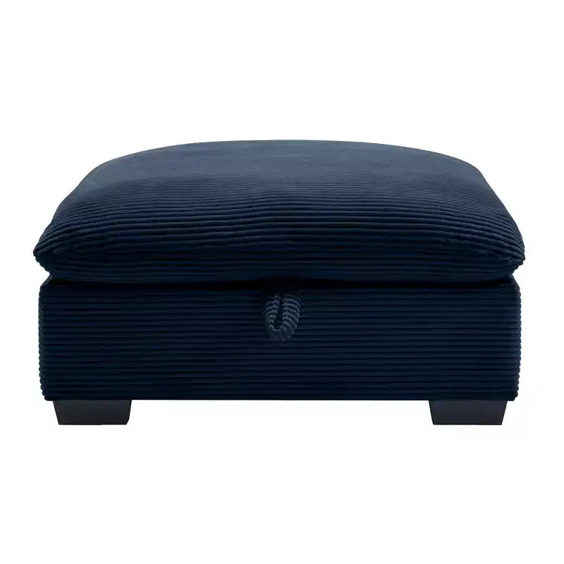 Banc ottoman de rangement carré élégant en velours côtelé Okak avec rangement dissimulé, repose-pieds rembourré à combiner avec un canapé pour le salon ou la chambre à coucher