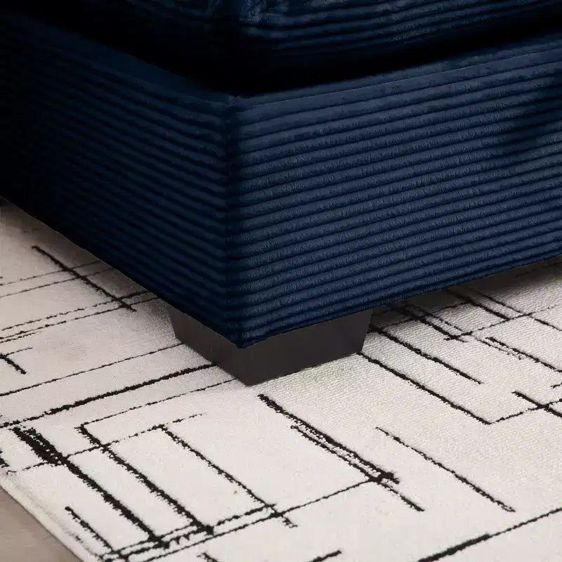 Banc ottoman de rangement carré élégant en velours côtelé Okak avec rangement dissimulé, repose-pieds rembourré à combiner avec un canapé pour le salon ou la chambre à coucher