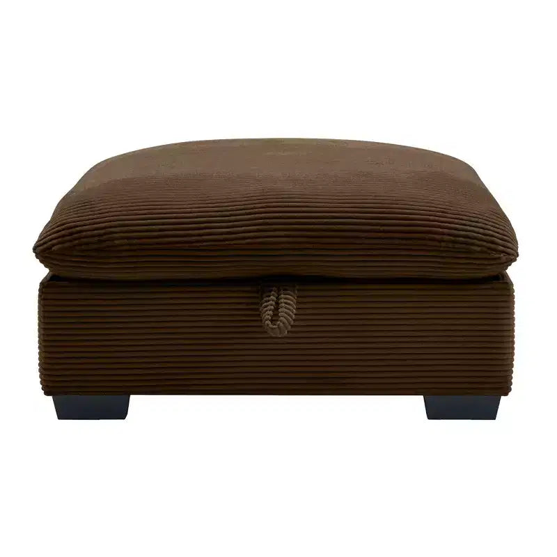 Banc ottoman de rangement carré élégant en velours côtelé Okak avec rangement dissimulé, repose-pieds rembourré à combiner avec un canapé pour le salon ou la chambre à coucher