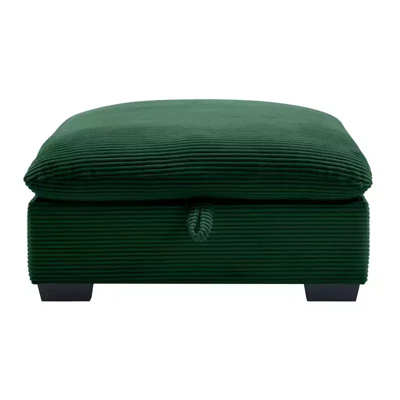 Banc ottoman de rangement carré élégant en velours côtelé Okak avec rangement dissimulé, repose-pieds rembourré à combiner avec un canapé pour le salon ou la chambre à coucher
