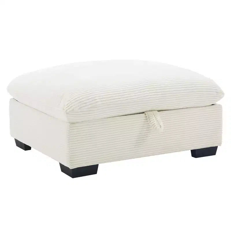 Banc ottoman de rangement carré élégant en velours côtelé Okak avec rangement dissimulé, repose-pieds rembourré à combiner avec un canapé pour le salon ou la chambre à coucher