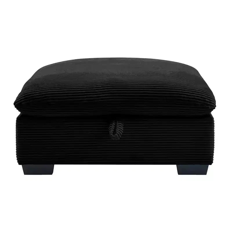 Banc ottoman de rangement carré élégant en velours côtelé Okak avec rangement dissimulé, repose-pieds rembourré à combiner avec un canapé pour le salon ou la chambre à coucher