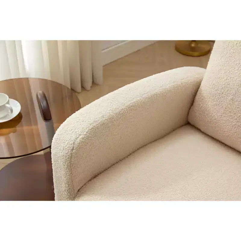 Fauteuil à bascule d'appoint moderne Okak avec poche latérale et dossier haut rembourré confortable pour chambre, salon ou chambre d d'enfant