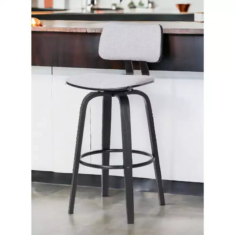 HomeRoots Chaise de bar pivotante basse hauteur bar en tissu gris clair et noir 30