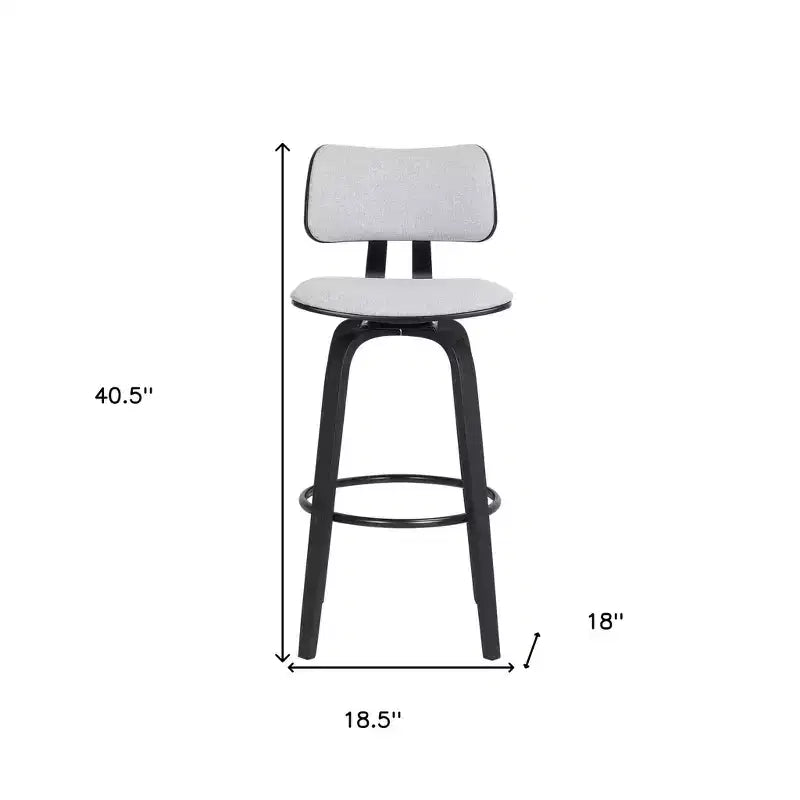 HomeRoots Chaise de bar pivotante basse hauteur bar en tissu gris clair et noir 30