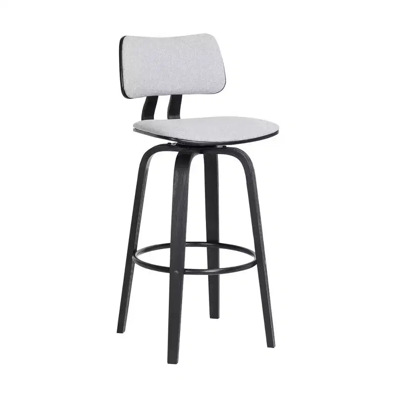 HomeRoots Chaise de bar pivotante basse hauteur bar en tissu gris clair et noir 30