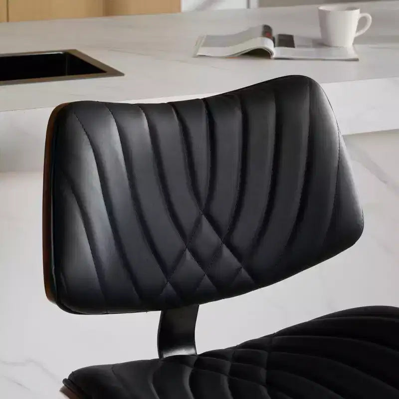 Lot de 2 tabourets de bar pivotants à 360°, hauteur réglable, tabourets de comptoir, chaises de salle à manger, tabourets de cuisine, noyer+noir/beige - ModernLuxe
